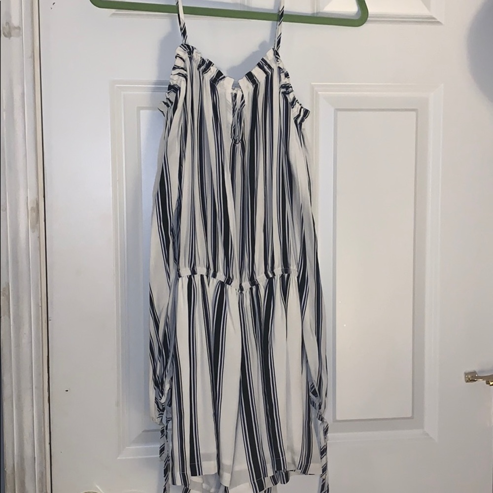 Blue and White Stripped Off the Shoulder Romper